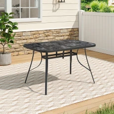 Garden Tempered Glass Marble Rectangular Coffee Table - Black