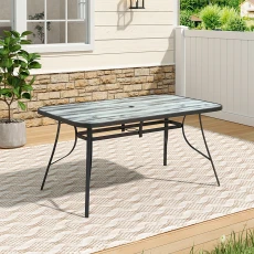 Garden Tempered Glass White Wood Grain Coffee Table - Black