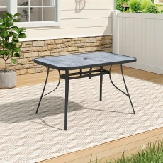 Garden Tempered Glass Wood Grain Coffee Table - Black