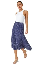 Gathered Skirt for Women UK Ladies Midi Maxi Long Stretchy Jersey Casual Smart Party Going Out Fit Flare Elasticated Waist Flattering A line Skater Swing - Navy Ivory - Size 12 Gathered Skirt for Women UK Ladies Midi Maxi Long Stretchy Jersey Casual Smart Party Going Out Fit Flare Elasticated Waist Flattering A line Skater Swing - Navy Ivory - Size 12