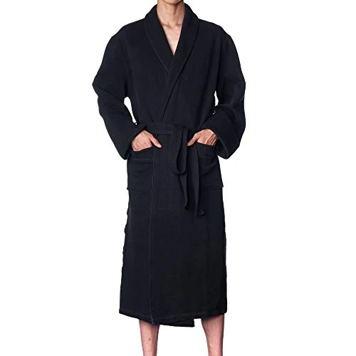 Gavin Mens Lightweight Cotton Robe Shawl Collar Knit Bathrobe