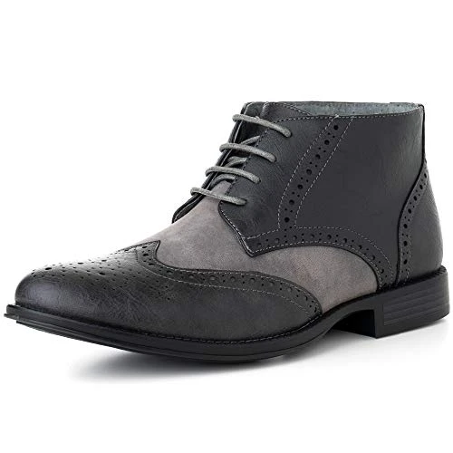 Geneva Mens Ankle Boots Brogue Wing Tip Dress Shoes Gray 9 M US