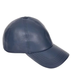Genuine Leather Baseball Cap Adjustable Sports Casual Plain Summer Winter Hat (UK, Alpha, One Size, Navy)