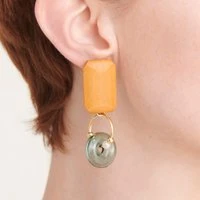 Geometric pine wood earrings