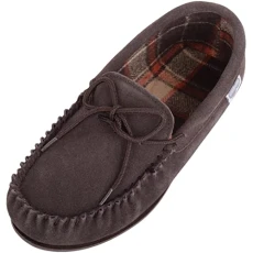 George Mens Suede Moccasin with Checked Cotton Inner and Rubber Sole - Brown - UK 10 George Mens Suede Moccasin with Checked Cotton Inner and Rubber Sole - Brown - UK 10