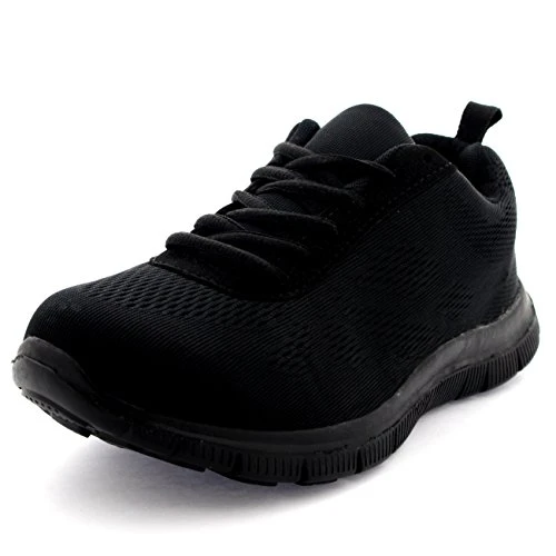 Get Fit Mens Mesh Running Trainers Athletic Walking Gym Shoes Sport Run - Black - 9