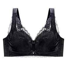 Gifts for Women Bras for Women UK Full Coverage Backless Bra Women's Deep Plunge Bra Convertible Push up Seamless U Bra Floral Lace Everyday Bra Xmas Gifts for Women Sale Clearance Black
