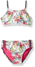 Girls' 2-Piece Swim Bathing Suit Bikini Set, Fuchsia Multi Floral, 8 Girls' 2-Piece Swim Bathing Suit Bikini Set, Fuchsia Multi Floral, 8