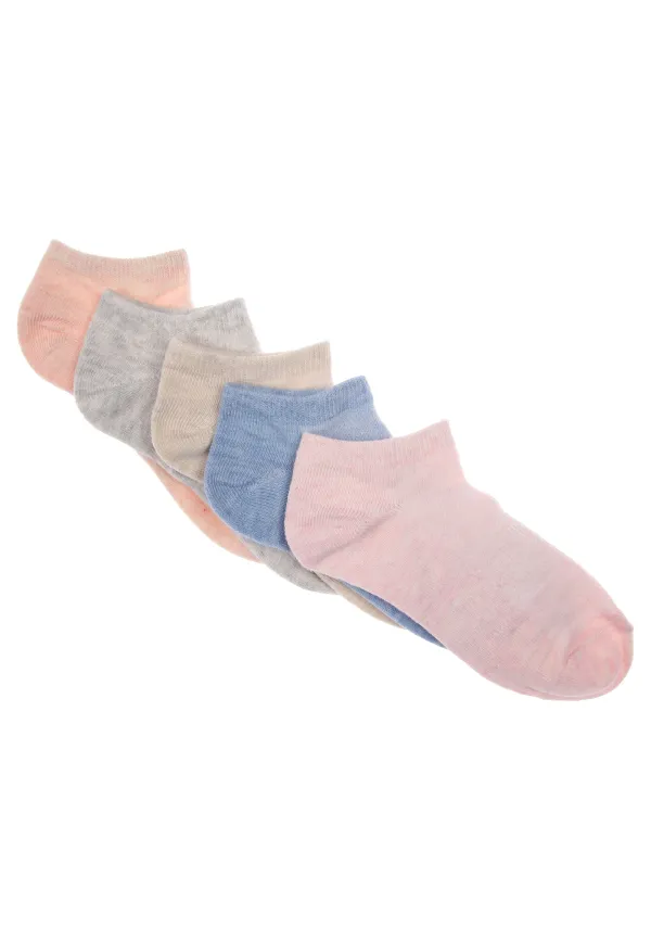 Girls 5pk Pink & Blue No Show Trainer Socks