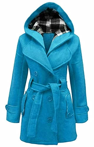 Girls Belted Long Hooded Womens Jacket Women's Coats For Women Ladies Coats Womens Coats Black Jacke