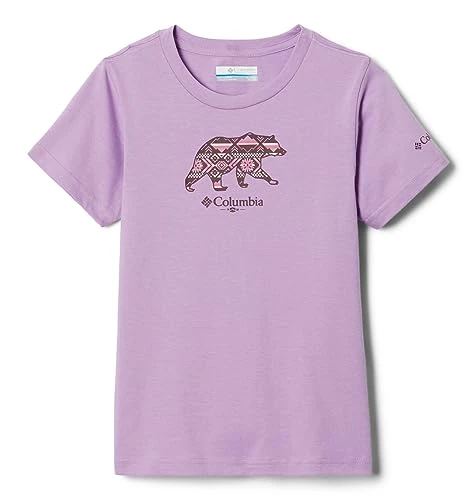 Girl's Bessie Butte Short Sleeve Printed T-Shirt, Gomdrop/Bearly-Checkered Spikes, 116 cm