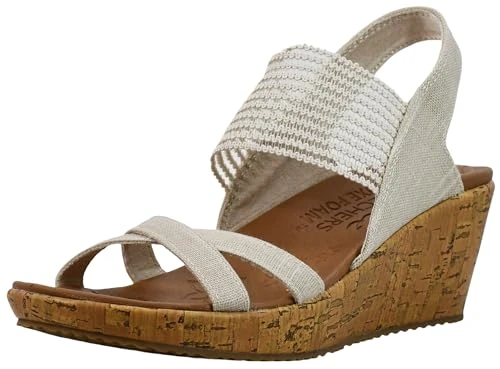 Girl's Beverlee High Tea Open Toe Sandals, Natural Sparkle Linen Gore Trim, 3 UK