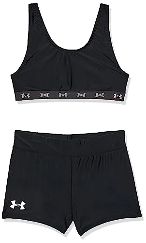 Girls' Bikini and Shorts Swim Set, Black Logo, 8