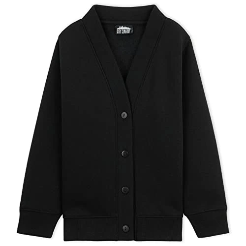Girls Cardigan, Long Sleeve Button Down School Cardigan for Kids (Black 1 Pack, 11-12 Years)