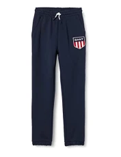 Girl's D1 Retro Shield Sweat Pants Slacks, Evening Blue, 134/140 Girl's D1 Retro Shield Sweat Pants Slacks, Evening Blue, 134/140
