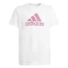 Girls Essentials Linear T-Shirt White/Pink 11-12 Years