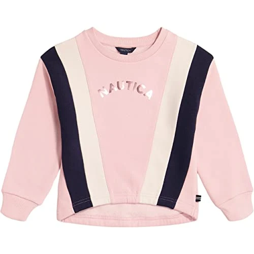 Girls' Fleece Popover Crewneck Sweatshirt, Coral Blush, 7