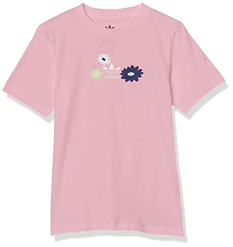 Girls' Flower Printed Tee, True Pink, Medium