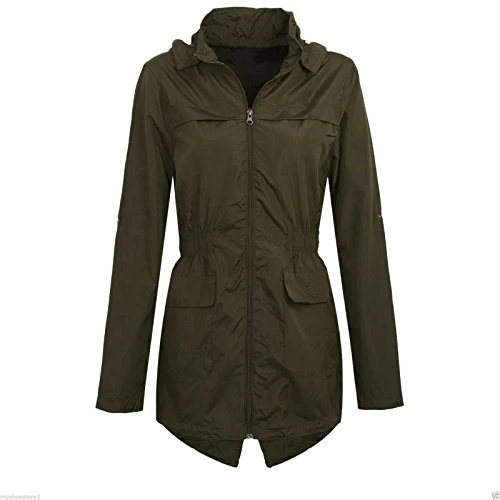 Girls Kids Hooded Mac Light Showerproof Rain Jacket Khaki_Age_7-8