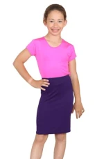 Girls Midi Skirt Plain Elastic Waist Stretchy Bodycon Tube Kids Casual Party School Pencil Skirt Purple Girls Midi Skirt Plain Elastic Waist Stretchy Bodycon Tube Kids Casual Party School Pencil Skirt Purple