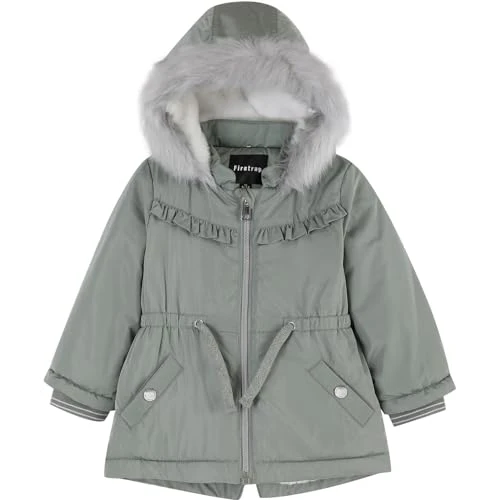 Girls Padded Parka Jacket for Baby Green 0-6 Months