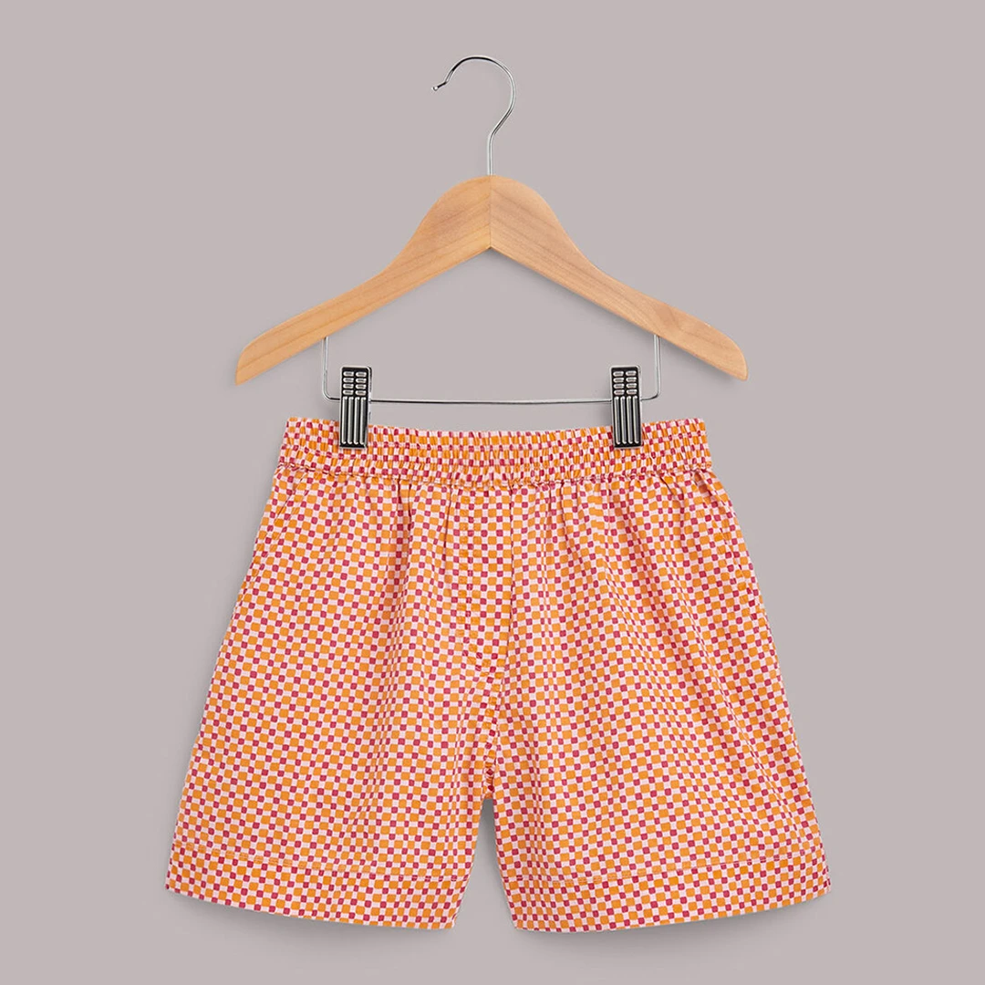 Girls Pink Sammy Square Cotton Shorts