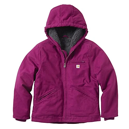 Girls' Sherpa Lined Jacket Coat, Sierra Plum Caspian, Large
