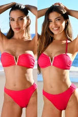 Girls Trip Pink Halterneck Bandeau Bikini Set - Fuschia
