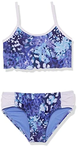 Girls' Two-Piece Bikini Set, Baja Blue Tropic, 14