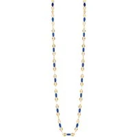 Gold and Blue Bead Chain Necklace - Gold