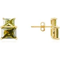 Gold and Green Gemstone Earrings - Gold