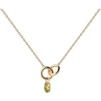 Gold and Green Lily Necklace - Gold