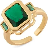 Gold and Green Open Ring - Gold