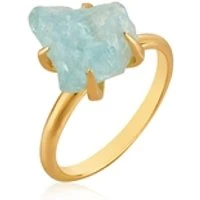 Gold Aquamarine Gem Ring - Ring Size 50 Gold