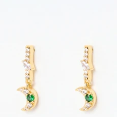 Gold Aruna Bar & Moon Gold Plated Drop Earrings