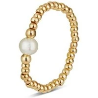 Gold Beaded Stretch Ring - Gold