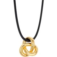 Gold Black Cord Twist Pedant Necklace - Gold