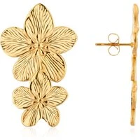 Gold Bloom Statement Floral Earrings - Gold