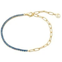 Gold & Blue Chain Cluster Bracelet - Gold