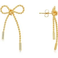 Gold Bow Rope Stud Earrings - Gold