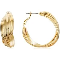 Gold Chunky Ribbed Hoop Earring - Gold