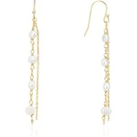 Gold Classic Pearl Chain Earring - Gold