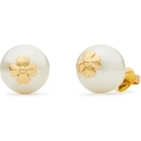 Gold Clover Pearl Earrings - Gold