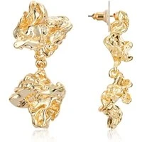 Gold Crinkle Drop Earrings - Gold