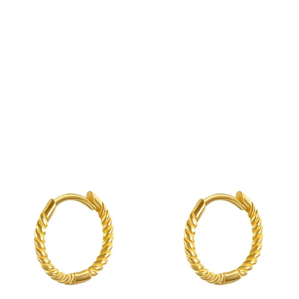Gold Croissant Small Hoop Earrings - Silver