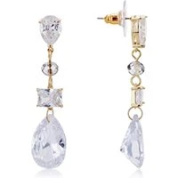 Gold Crystal Drop Sparkle Earrings - Gold