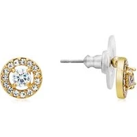 Gold Crystal Halo Circle Earrings - Gold