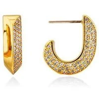 Gold Crystal Huggie Earrings