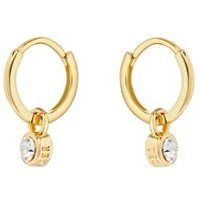 Gold Crystal Huggie Hoop Earrings - Gold