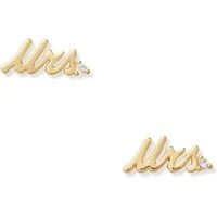 Gold Crystal Mrs Earrings - Gold